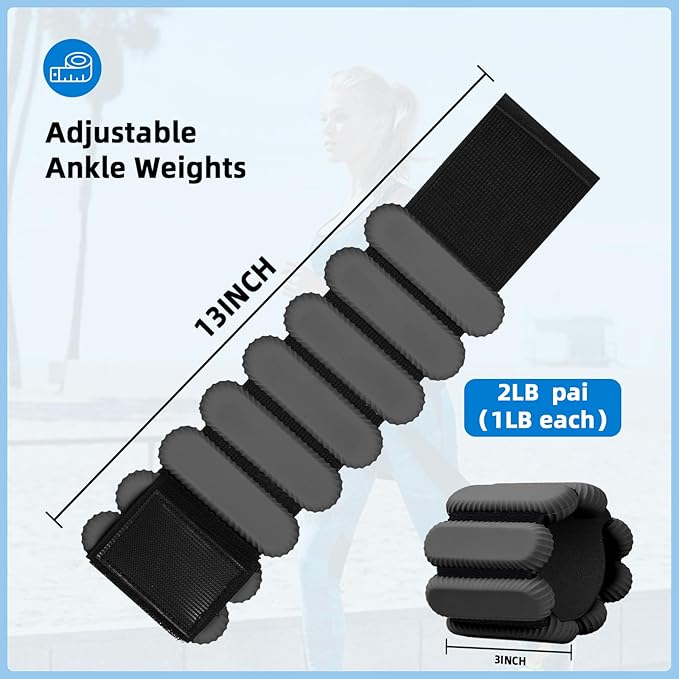 Ankle Weights for Women and Men, Adjustable Wrist Weighted Training Bracelet for Home Gym Workout, Strength Training Walkin Running, Foot weights for exercise,2pc on Set