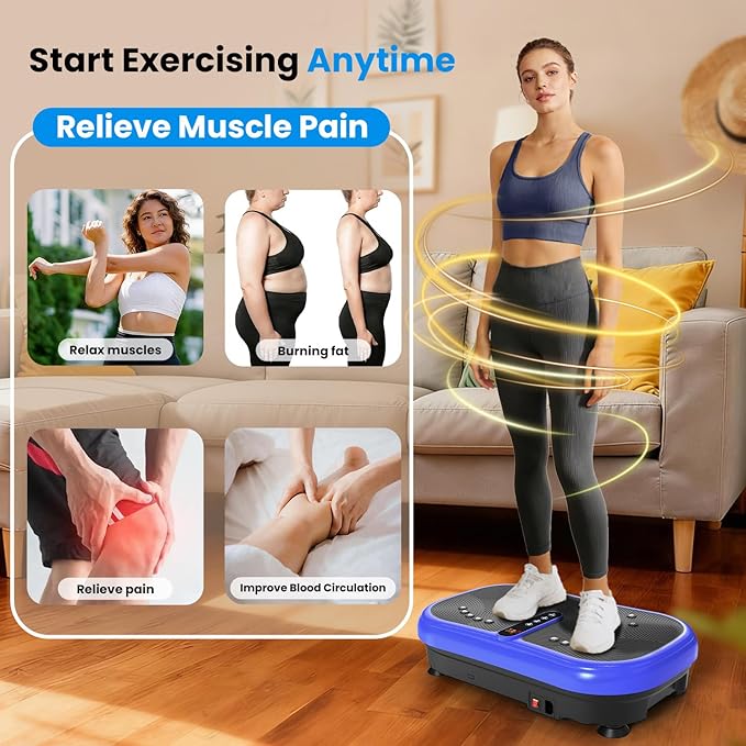 AXV Vibration Plate Fitness Platform Exercise Machine Vibrating Lymphatic Drainage Shaking Workout Full Body Shaker Vibrate Stand Shake Board Sport Gym Pad for Weight Loss Fat Burner for Women Men