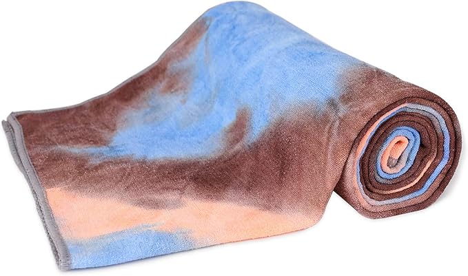 DREAM SLIM Non Slip Yoga Towel - Hot Yoga Towel with Non Slip Grip, Foldable, Skidless - Multicolor - Blue