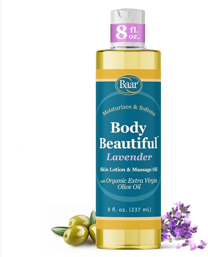Body Beautiful Lavender Skin Lotion and Massage Oil, 8 Ounces