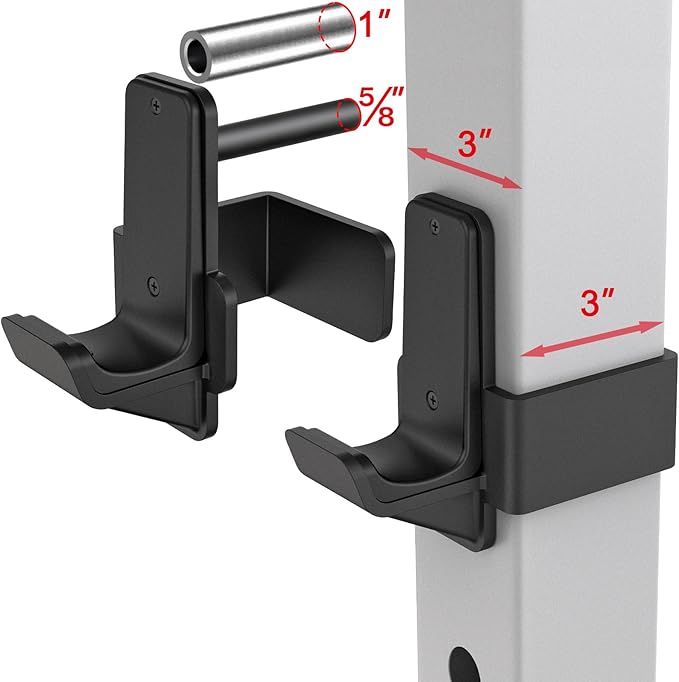 Kipika J-Hooks for 2'x2'and 3'x3' Power Rack - Bottom Reinforced Steel Hooks with Rubber Pad - Set of 2