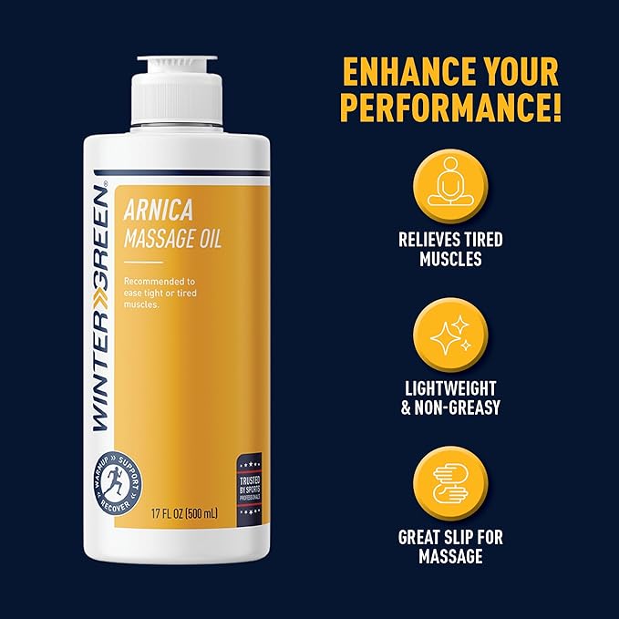Wintergreen Arnica Massage Oil, 16.9 oz – Body Oil for Relaxation of Tight or Tired Muscles, Premium Blend for Relief, Arnica Gel Pain Relief for Athletes, Sports Therapy, Post-Workout Recovery