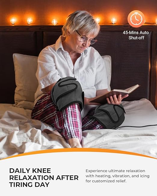 CooCoCo Knee Massager with Heat/Cold, Knee Pain Relief, Vibration Massage, Heating Pad for Knee, Heated Knee Pad for Dad Mom Husband Wife Seniors