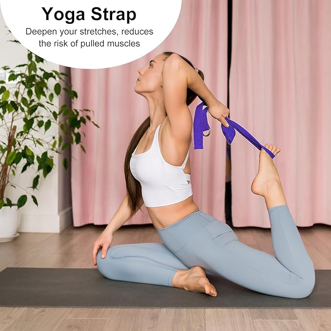 2 Yoga Block and 2 Yoga Strap Set,Non-slip EVA Foam Blocks, High Density Yoga Bricks with 6ft Strap, Supportive Latex-Free Yoga Block Accessories for Pilates