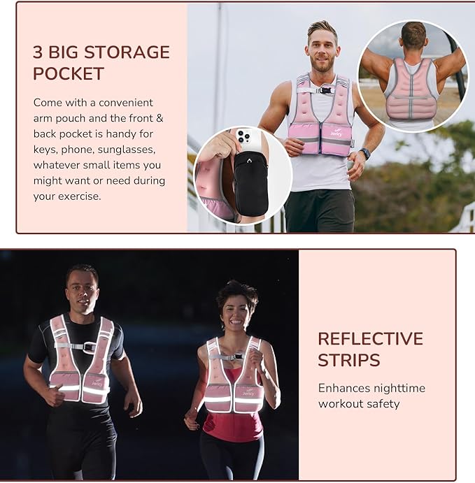 Weighted Vest Woman Men 6lb 8lb 10lb 12lb 14lb 16lb 20lb 25lb 30lb Weight Vest Zipper Front Rucking Vests With Reflective Strips for Walking Running Workout Strength Training Weight Loss Women