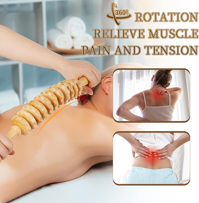 Liitrton Wood Therapy Fasci Massage Tools, Curved Wooden Massage Roller Cellulite Reduction and Muscle Tension (White-Curved)