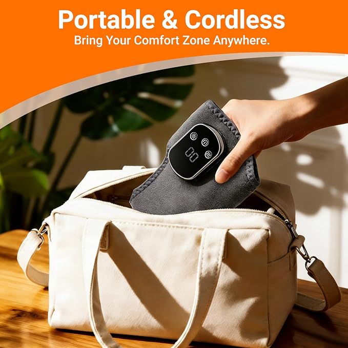 Foot Renew Triple Method Massager - Cordless Heated Foot Massager with 5 Heat & 3 Vibration for Pain Relief & Relaxation, Portable for Home, Office, Travel - Ideal Gift