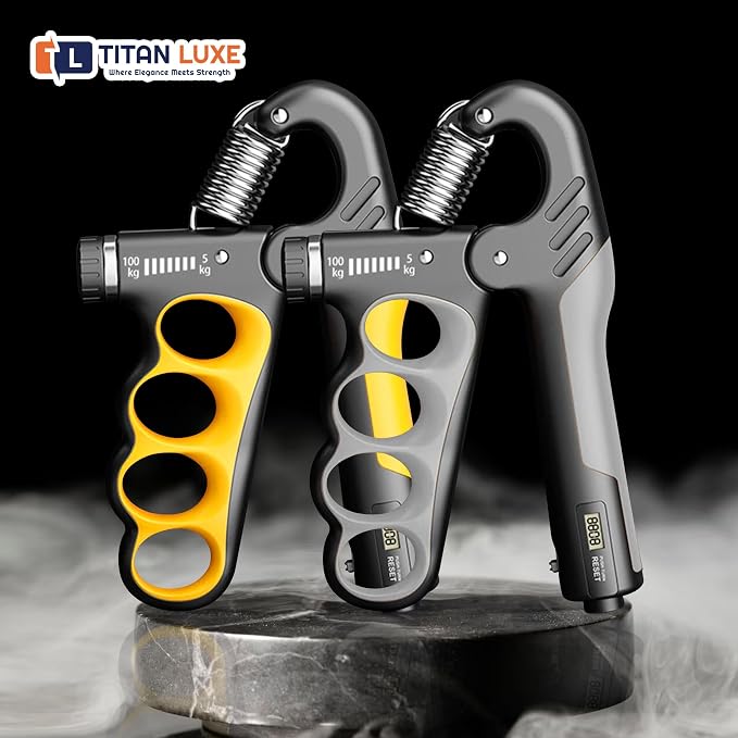 Grip Strength Trainer – Adjustable Resistance Hand Grip Strengthener (11-220 Lbs/5-100KG) with Auto Electronic Counter | Forearm & Finger Exerciser for Athletes, Musicians, Injury Recovery