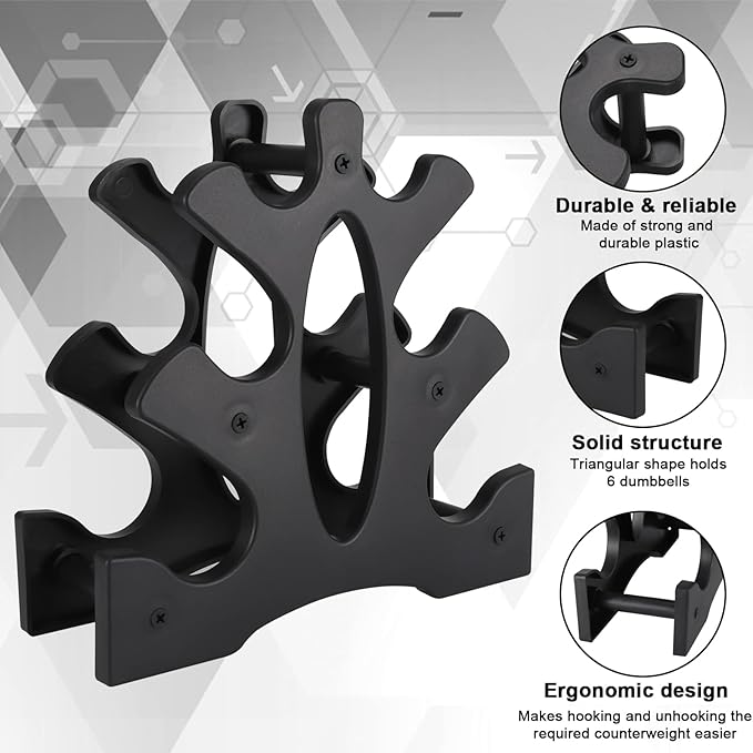 AUXSOUL 1 Pack Dumbbell Rack Stand, 3 Tier Dumbbell Bracket Free Hand Weight Tower Stand for Home Gym Organization, Holds 3/5/8 LB (Weights Not Included)