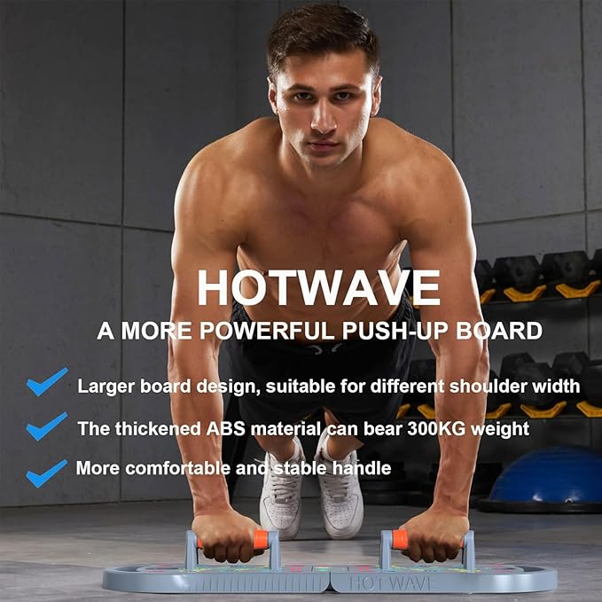 HOTWAVE Portable Exercise Equipment with 16 Gym Accessories,20 in 1 Push Up Board Fitness,Resistance Bands with Ab Roller Wheel,at Home Workout for Men
