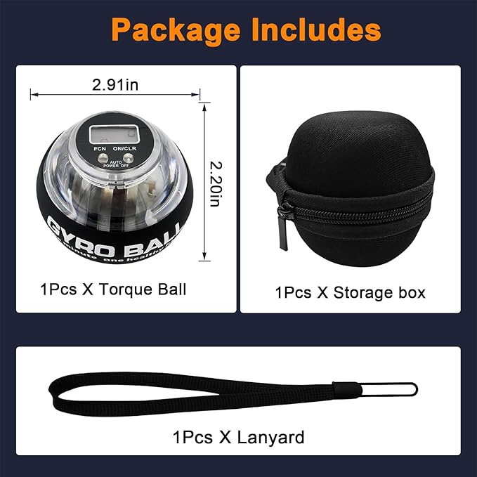 Wrist Ball Hand Exerciser, Wrist Ball Exerciser with LCD Counter, Metal Gyro Ball Torque Ball for Grip Strength, Silicone Handle, Wrist & Forearm Trainer for Home/Office, 2026 New Model