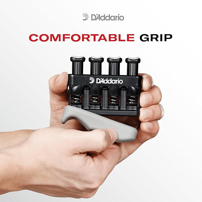 D’Addario Varigrip Hand Exerciser–Improve Dexterity and Strength in Fingers, Hands, Forearms- Adjust Tension Per Finger– Simulated Strings Help Develop Calluses- Comfortable Conditioning