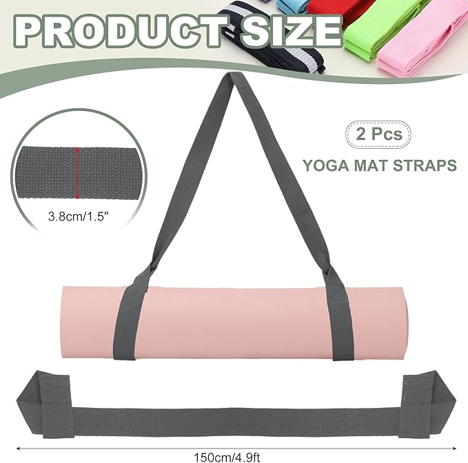 Yoga Mat Straps for Carrying, Adjustable Exercise Mat Sling Holder Multi Purpose Mats Carrier