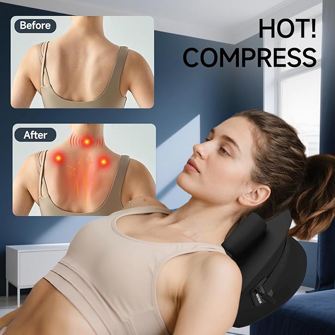 Neck Massager Pillow, Neck and Shoulder Relaxer with Heat, 3 Modes and Strengths, Neck Massager for Pain Relief Deep Tissue, Remote Control, Gift for Women Men Parents Christmas,Black