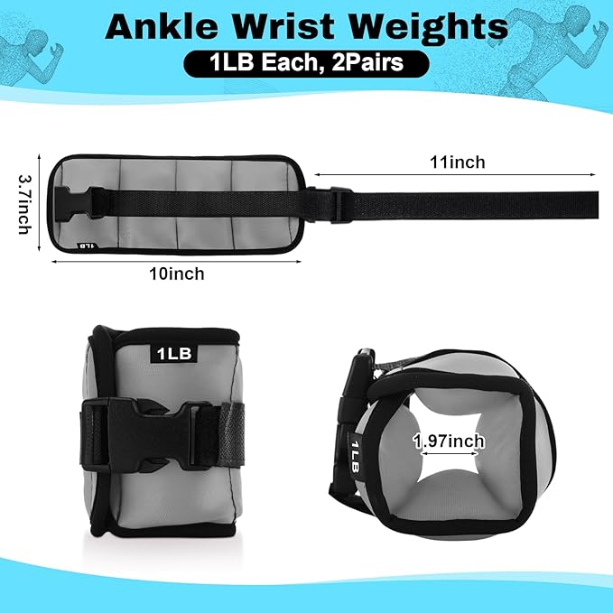 2 Pairs Ankle Wrist Weights for Land or Aquatic Exercise Aqua Cuffs Aqua Aerobics Fitness Bands for Ankle and Wrist Adjustable Weights for Swimming Pool Workout Equipment