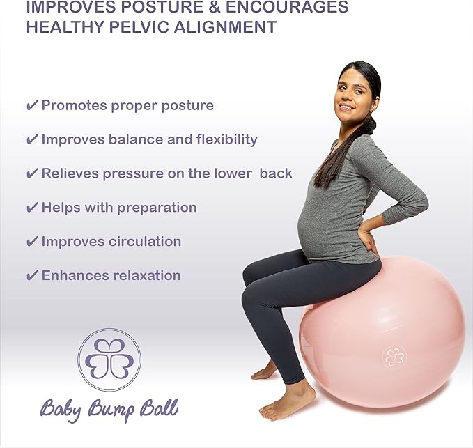 Baby Bump Birthing Ball for Pregnancy & Labor | Maternity, Yoga, Pilates & Exercise Ball | Anti-Burst, Non-Slip Design