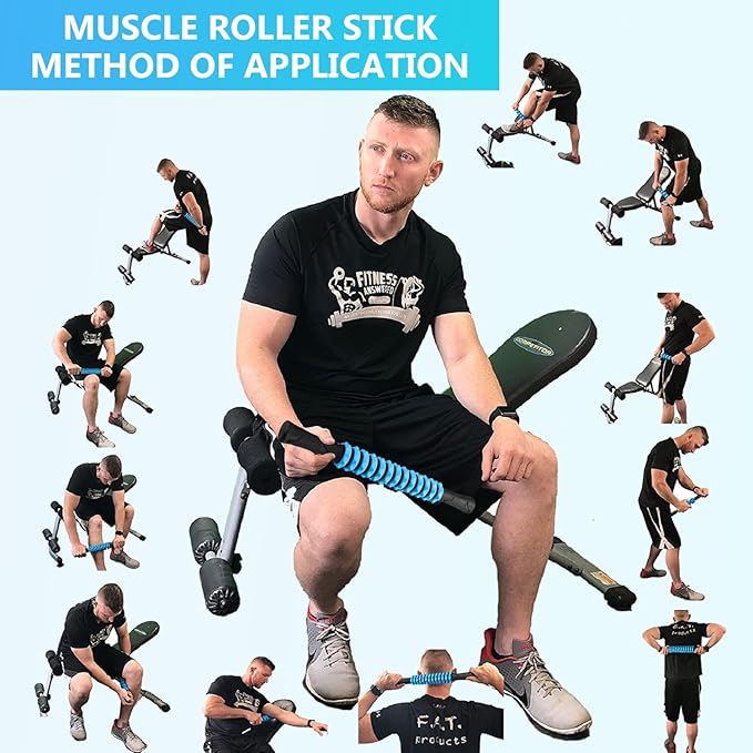 Muscle Roller Stick, Yoga Massage Roller Bar Fitness Beauty Tool for Athletes Relief Leg Back Pain (Blue)