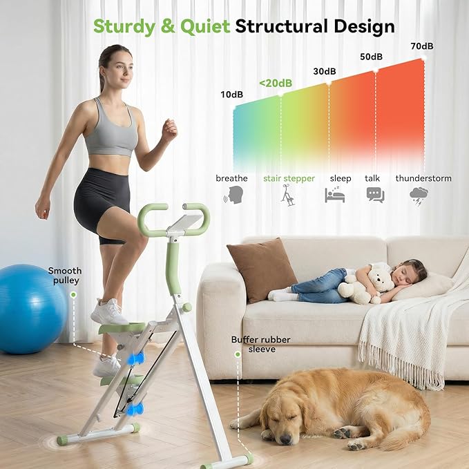 Stair Steppers for Exercise at Home, Folding Vertical Stair Stepper Climber, Full-Body Cardio Machine with Adjustable Handles, Steel Frame & Digital Monitor