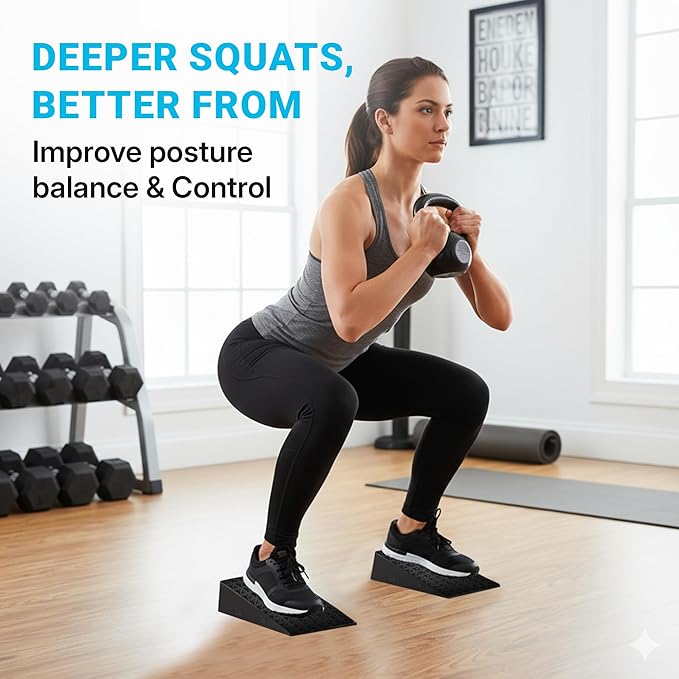 Squat Wedge 2 Pack - Non-Slip 2 Inch Heel Riser for Deeper Squats, Ankle Mobility & Calf Stretching, Portable Slant Board with Storage Bag, Heavy Duty Squat Blocks