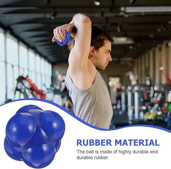 Agile Training Ball Hexagonal Silicone Reflex Reaction Ball 68mm Large Blue for Indoor Fitness Speed Goalkeeper Training