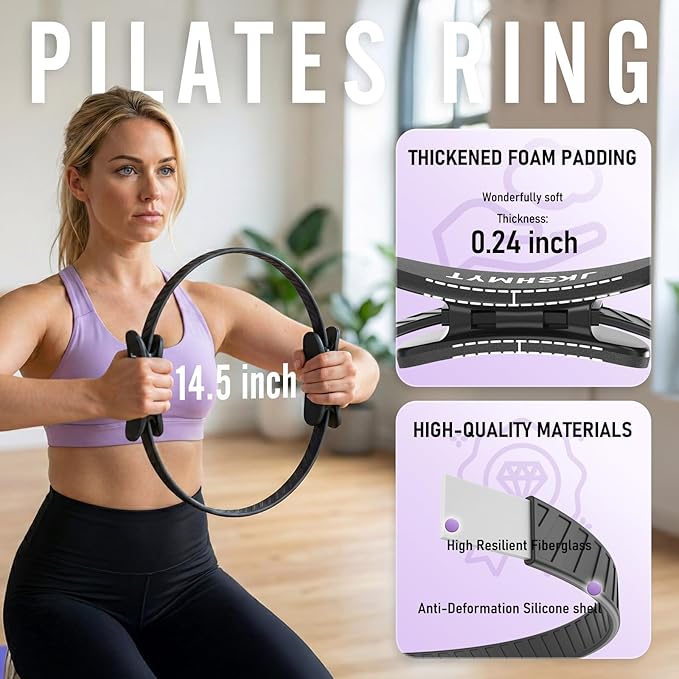 Pilates Ring Kit for Women, Pilates Equipment – 14.5" Home Magic Circle Workout with Pilates Ball, Resistance Bands, Better me Pilates Essentials Starter Set for Beginners Toning Shape Full Body
