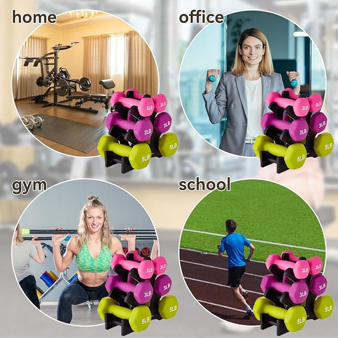 Hapivida Weight Rack, 3-Tier A-Frame Dumbbell Stand with Screw Fixation Anti-Loosening Bracket Space Saving Holder for Home Gym Exercise Equipment Storage