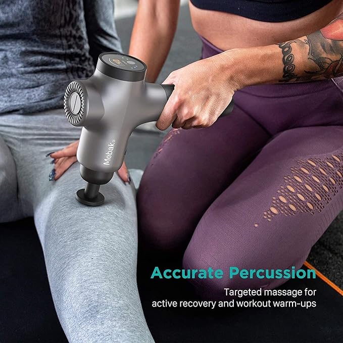 Mebak 3 Massage Gun, Massage Gun Deep Tissue for Athletes, Professional Muscle Percussion Massager, Massager for Shoulder Leg Back Body Pain Relief, Quiet Portable Sport Tool, Gifts for Him