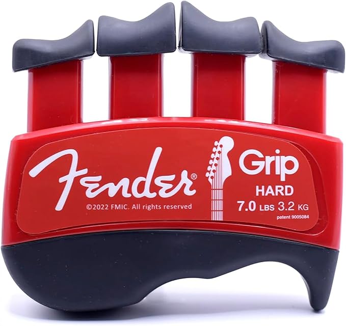 Fender GRIP Hand and Finger Exerciser – Best Ergonomic Finger Strengthener to improve play on all stringed instruments (Guitar, Bass, Violin, etc.) (Tensions: WHITE=5-Lbs; RED=7-Lbs; BLACK=9-Lbs)