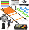 Speed Agility Training Equipment Set, Agility Ladder 20ft, 12 Football Cones, Resistance Parachute/Soccer Kick Trainer, Jump Rope, 5 Resistance Bands, Football Practice Equipment for Kids Adults