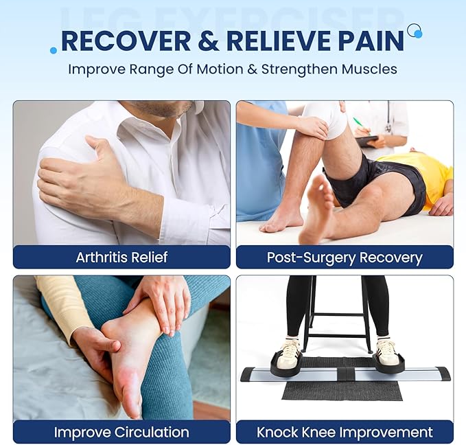 Leg Exerciser While Sitting for Seniors,Knee & Shoulder Exerciser for Home Office, Adaptable for Under Desk Arm& Leg Pedal Exerciser with Resistance, Low Impact Workout for Rehab,Non-Slip Mat Included