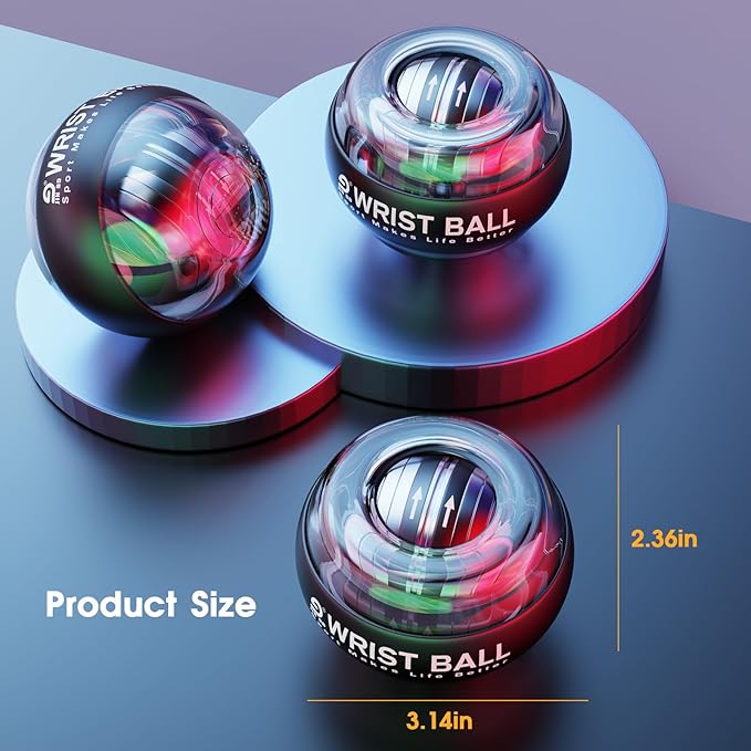 Wrist Trainer Ball Auto-Start Gyroscopic Forearm Exerciser Gyro Ball for Strengthen Arms, Fingers, Grip and Muscles