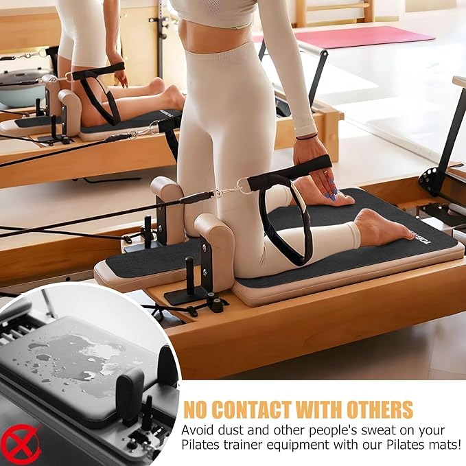 Pilates Reformer Mat Towel - 39in x 24in Non-Slip Suede Pilates Reformer Mat Cover for Pilates Enthusiast to Practice, Lightweight - Soft Surface - Silicone-Backing, Sweat-Wicking, Quick-Drying