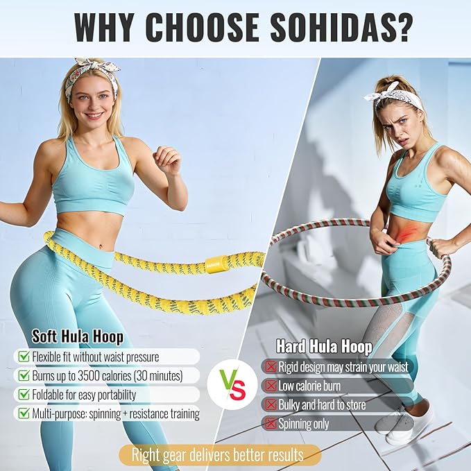 Soft Hula Hoop for Adults 3.3lb Weighted Hula Hoops for Women Weight Loss Pilates Equipment Infinity Hoop Soft Spring Weighted Hoop for Adults Women Beginners Kids Home Travel Gym