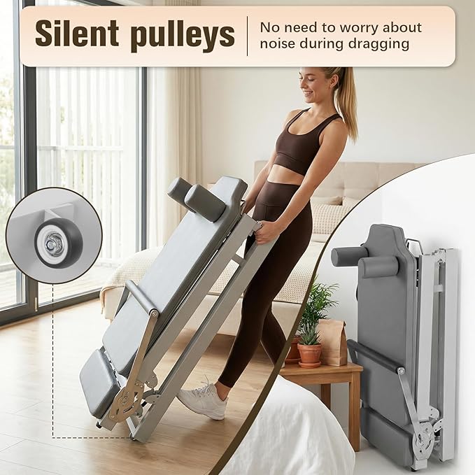 78 in Foldable Pilates Machine with Springs Resistance Pilates Reformer Bed 300 LBS Capacity Smooth Glide Carriage Reformer for Home and Studio Use
