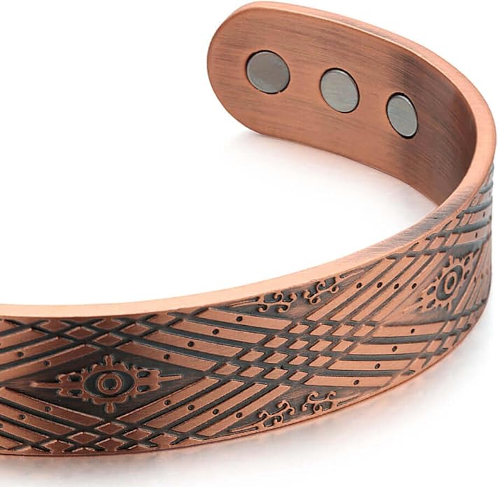 Earth Therapy Minimalist Design Magnetic Field Cuff Bracelets for Men & Women - Ultra Strength - Adjustable
