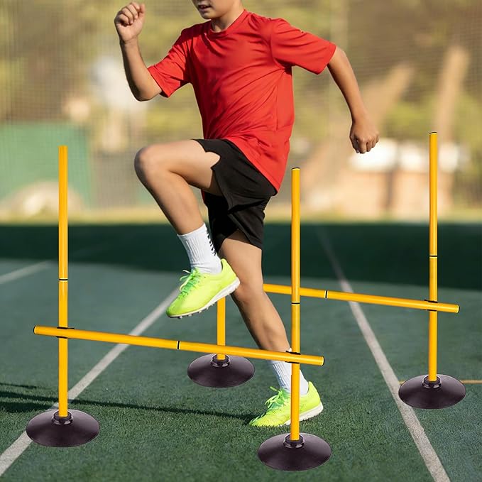 2.6FT Speed Agility Training Hurdles Set Adjustiable Height Jumping Hurdles Soccer Agility Poles for Beginner and Student