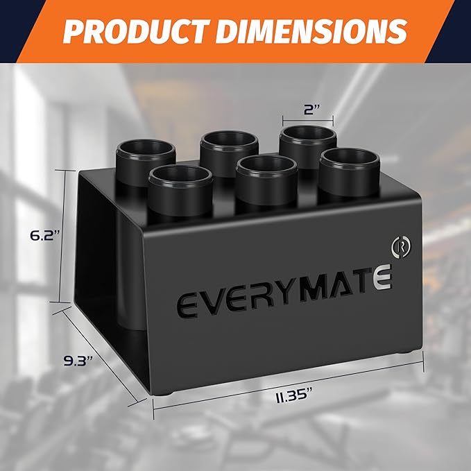 EVERYMATE Vertical Barbell Rack - Heavy-Duty Steel Organizer, Barbell Holder Floor Stand, Fits 2" Olympic Bars with Scratch-Resistant Inserts, Space-Saving for Home/Garage/Commercial Gym