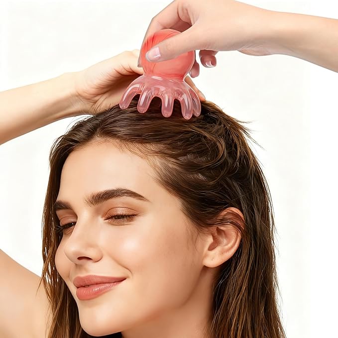 2 Pcs Octopus Head Massager Scalp Comb,Pink Octopus Comb Scalp Massage Tool to Relief Stress,Manual Head Massager for Headaches,Gift for Men and Women Relief Headaches Acupressure Tools