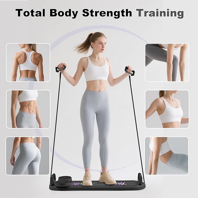 6 in1 Pilates Board, Multi-Purpose Pilates Reformer Set, Foldable Abdominal Board, Pilates Reformer Board for Home, Workout Equipment, Abs Workout Equipment, Core Workout Equipment