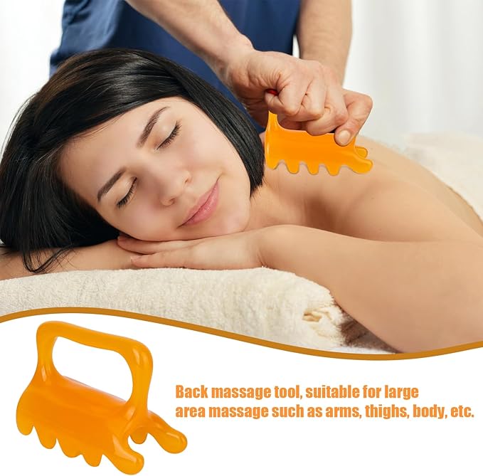 Fascia & Scalp Massage Tool Set, Portable Myofascial Release Massager for Muscle Knots Cellulite Head Massager for Hair Growth Relaxation Lymphatic Drainage (Yellow)