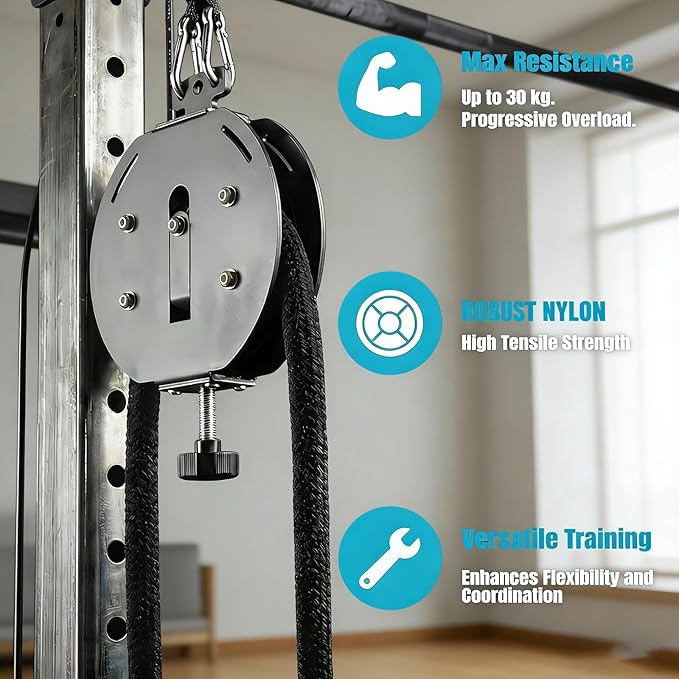 Endless Rope Trainer,Adjustable Resistance Trainer Machine, Suspension Endless Rope Pulley System,Closed-Loop Nylon Rope,Home Gym Equipment for Grip, Arms, Back and Body Coordination Exercises