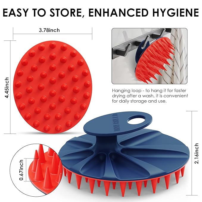 INNERNEED Magnetic Silicone Scalp Scrubber for Hair Washing – Soft Thick Bristles, Palm-Sized Shampoo Brush for Wet or Dry Scalp Massage, Improves Circulation & Scalp Health