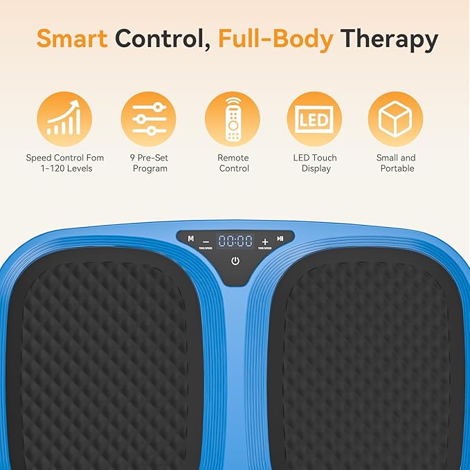 NEWBULIG Vibration Plate, Whole Body Workout, Vibrating Platform with LED Touch Screen & Pull Ropes for Weight Loss & Muscle Toning, Home Gym Fitness Equipment with Remote Control for Women Men