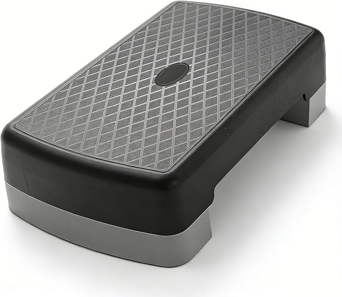 18" Workout Aerobic Stepper Platform with Adjustable Risers (4" & 6" Height) - Non-Slip Fitness Step for Home Gym, Cardio, Strength Training, 440 lbs Capacity, Black/Gray