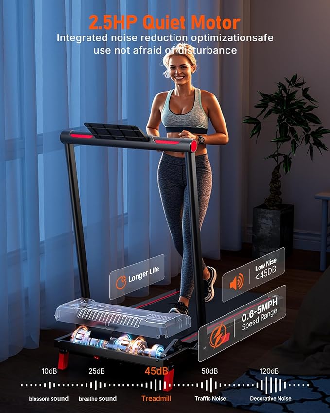 Walking Pad Treadmill, Anylife Incline Walking Pads Under Desk 330lb Capacity, 2.5HP Portable Treadmills for Home, Compact Treadmill Small Running Pad with LED Display, Remote Control