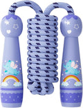 Jump Rope for Kids-Adjustable Cotton Braided Skipping Rope with Wooden Handle for Toddler Fitness Workout Exercise Outdoor Activity