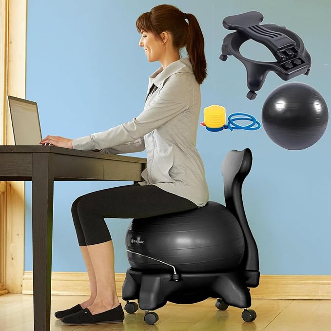 Balance Ball Posture Chair,Office Yoga Ball Chair,with Back Support,Ergonomic Exercise Ball Chair, for Adults/Pregnancy