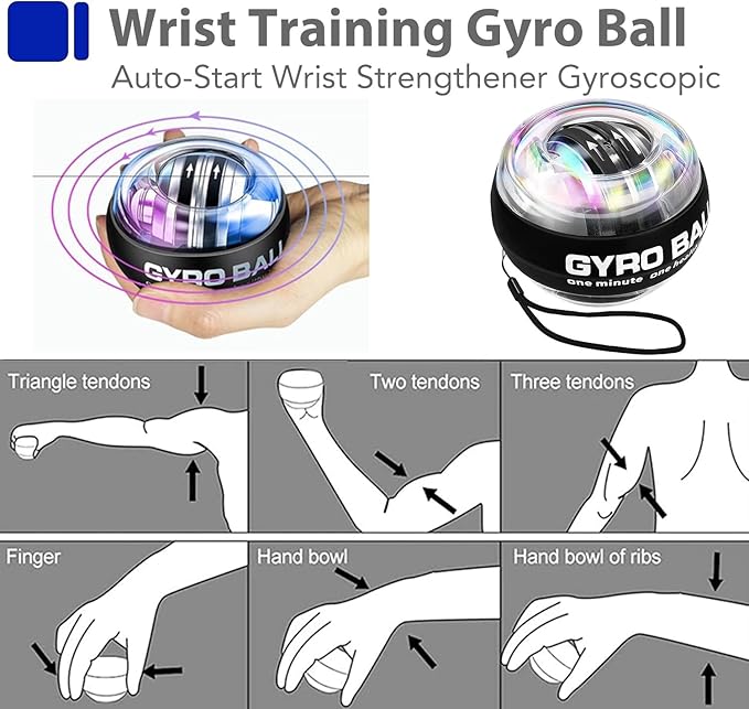 Grip Strength Trainer Kit with Finger Exerciser, Hand Grip Strengthener, Hand Extension Exerciser, Stress Relief Ball, Grip Ring, Gyro Ball for Muscle Building and Injury Recover