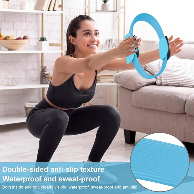 Pilates Ring Fitness Circle 14.96" Yoga Rings Magic Circle with Dual Padded Handles for Toning Arms, Thighs/Legs & Core