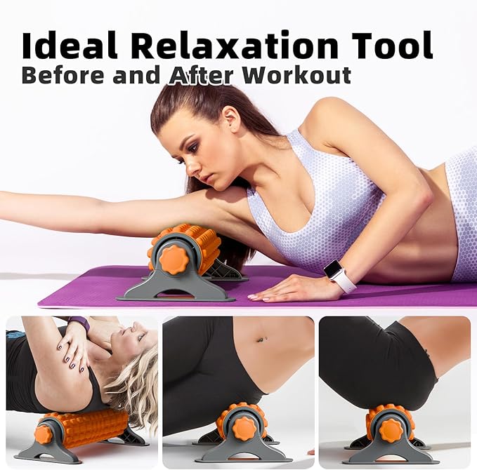 XL IT Band Firm Foam Roller with Resistance Holder - 17 inches - Exercise Roller for IT Band Issues, Deep Tissue Muscle Massage, Muscle and Back Roller for Fitness, Gym Equipment (Orange)